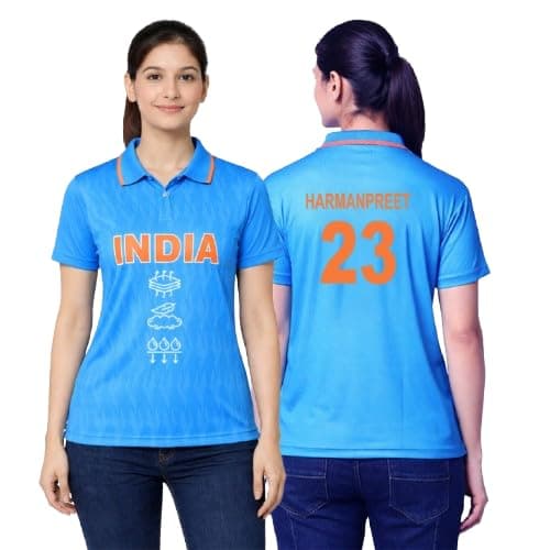 Unirec | Shafali Verma | India Cricket Fan Polo Jersey Tshirt for Men & Women | Lightweight Breathable Comfortable Sportswear | Indian Cricket Team Jersey | Sports Wear Blue T Shirt for Women's - XL