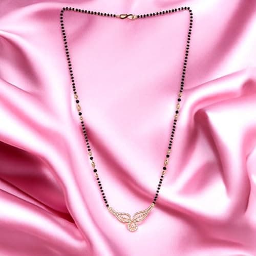 Nilu's Collection Rose Gold Plated Mangalsutra With Black Bead Chain For Women (Style 4) 2