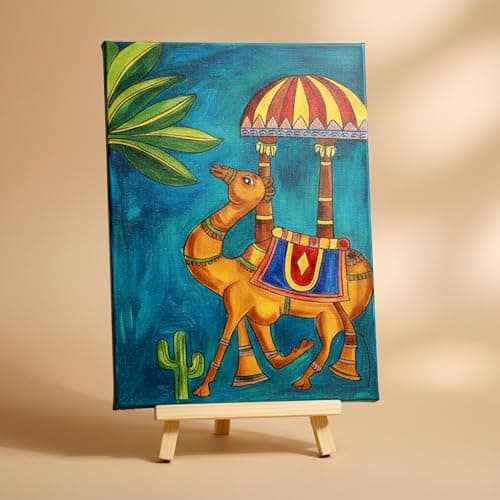 HOBBY INDIA Canvas Painting Set Kit for Kids & Adults | DIY Art & Craft for Girls & Boys | Home, Bedroom, Living Room, Office & Wall Décor | Birthday & Return Gift | Indian Art Form (Kalamkari Art) 2