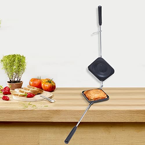 Anjali Non-Stick Sandwich Toaster | Compatibility with Gas Stoves | Flame-Proof Design | Heat-Resistant Handle | Sandwich Toaster | Black DTS01 5