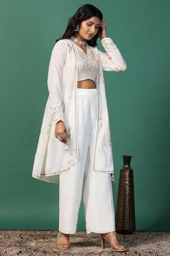 Jwalin Women Georgette Kurta Sets for Woman|Indo Western for Women (JW.FDWSET00415 WHT M_White_M) 3