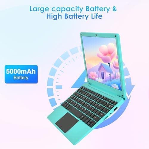 ZHAOHUIXIN Mini 10.1 inch Android 12 Laptop Computer, Portable Small Netbook Computer with Allwinner A133 CPU Android 12 OS 2GB RAM 64GB EMMC HD IPS Screen 1280x800 Pixel 0.3MP Camera (Blue) 5