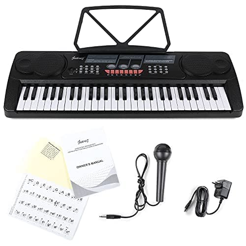 JUAREZ Octavé JRK541 54-Key Portable Electronic Keyboard with LED Digital Display | Adapter | Key Note Stickers | Microphone | Music Sheet Stand | 100 Rhythms | 100 Timbres | 8 Demos | 8 Percussions