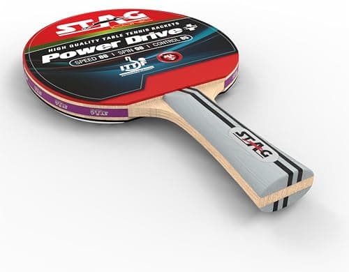 Stag Iconic Power Drive Plus Table Tennis Racquet Intermediate ITTF Approved Rubber (Multicolor) 2