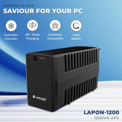 Lapcare 1KVA - 1200VA /600W, 230V, UPS System, an Ideal Power Backup & Protection for Home Office, Desktop PC & Home Electronics 2