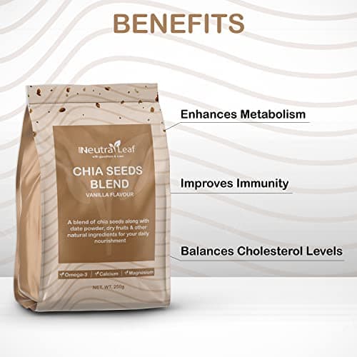 Neutraleaf Vanilla Chia Seeds Blend 250g | High Fibre, Calcium & Omega-3 Rich Superfood | Milled & Roasted Chia Seeds with Date Powder | Plant-Based Nutrition for Smoothies, Milk, Breakfast Bowls & He 2