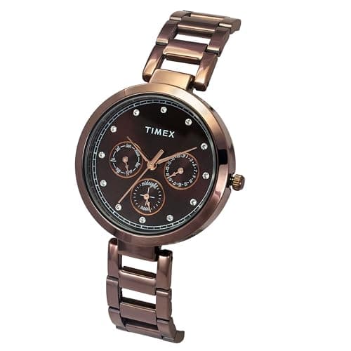 TIMEX Analog Watch for Women with Brown Round Dial & Brown Stainless Steel Bracelet Band Water Resistant Women's Wrist Watches - TW000X267 2
