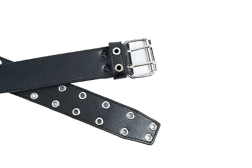BLACKTAUROS Leather Waist Belt Punk Rock Grommet Belt for Jeans Party Body Jewelry Accessories for Women and Girls 36 size 2