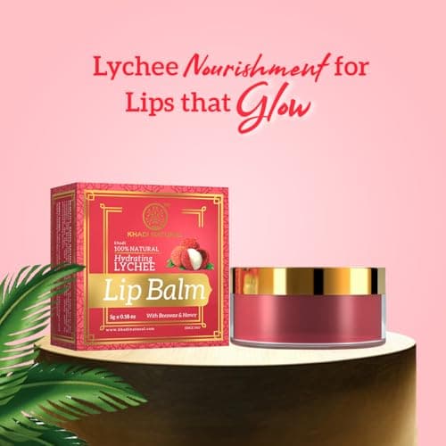 Khadi Natural Lychee Lip Balm with Beeswax & Shea Butter | Softens and Hydrates Lips | Free from Harsh Chemicals | Unisex | 5g 2