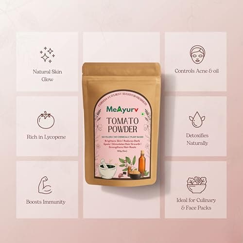 MeAyurv Organic Tomato Powder 100g – Pure Tomato Powder | Ayurvedic Culinary & Skin Use for Lycopene, Glow & Natural Flavor | Natural, Vegan, Chemical Free 4