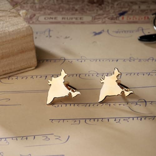 Artsycollection® India Patriot Map Design Cufflinks for Men | Stylish India Map Cufflinks | Premium Formal Shirt Accessories | Patriotic Wedding Office Party Gift (Gold) 2