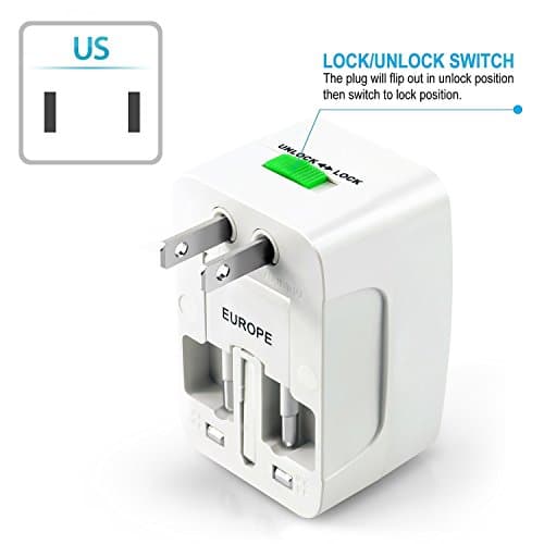 MX Universal Travel Adapter Worldwide All in One Plug for 150+ Countries, International Power Adapter with US UK EU AU Plug, Compact Travel Adapter with LED Indicator for Mobile Laptop Charger 4