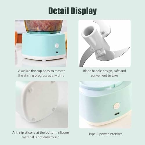 Electric Garlic Chopper, Mini Chopper with USB Rechargeable, Portable Mini Food Chopper Mincer Waterproof, Kitchen Food Processor for Meat,Garlic,Ginger,Chili,Veggie 3