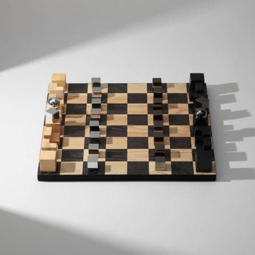 SNAPPSY Modern Minimalist Wooden Chessboard Decor Creative Design Geometric Wood Board High-End Look for Living Room, Entryway, Showroom, 35-35-6-7cm 2