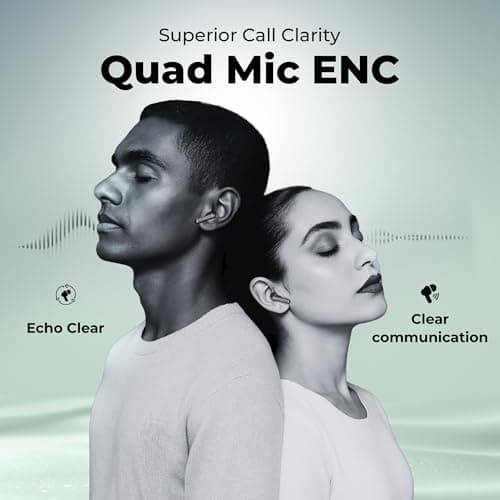 truke New Launch Aura Pro True Wireless in Ear Earbuds w/ 60H Battery & Fast Charge Ear Buds, 13mm Titanium Drivers, Dual Pairing, 4-Mic ENC TWS, 40ms Low Latency Gaming, Made in India -MidnightBlack 5