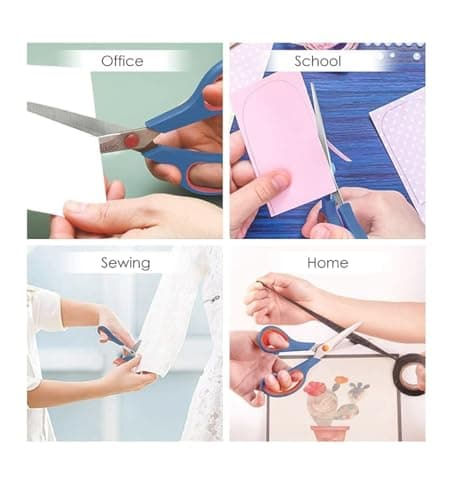 Multipurpose Scissors Set, All-Purpose Set Scissors for Office, School, Home, Sewing, Crafts, Comfort Grip Handles, 4 Pack, Multicolor 5