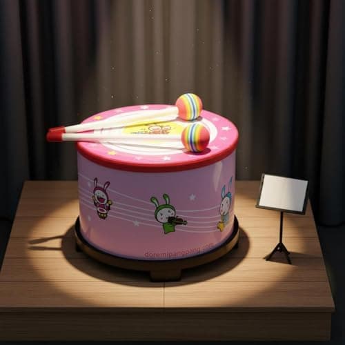 OJIVA® Early Education Cartoon Floor Drum Includes 2 Mallets Music Education Method Instrument Crisp Sound Children's Percussion Drum Sturdy for Toddlers 3