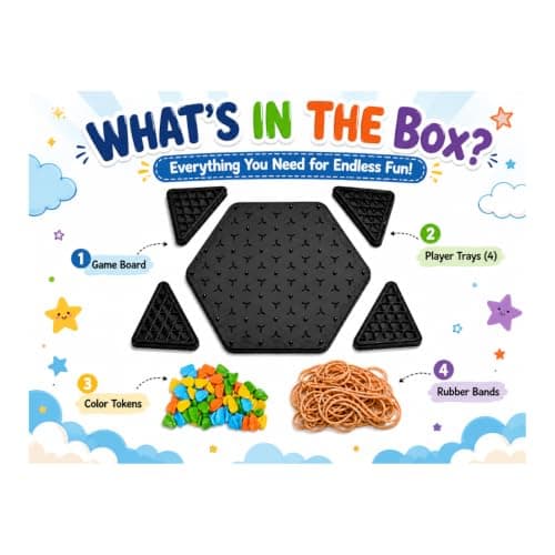 Triangle Chess Game for Kids & Adults | Rubber Band Strategy Board Game | Brain Teaser Puzzle | STEM Geometry Learning Toy | Interactive Family Board Game for 2 to 4 Players | Ages 3+ 3
