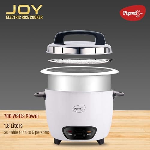 Pigeon by Stovekraft Joy 1.8 Liter Electric Rice Cooker 700 Watt, White 3