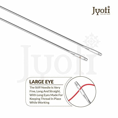 Jyoti Beading Hand Sewing Needles (Prime), Long Length with Short Eyes & Sharp Point, Cloth Stitching Thread, Quilting, Embroidery, Used for Stringing, Sequins on Fabric, # 22573 (Size 12) - 100 Pcs 4