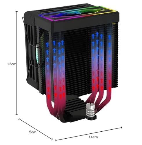 Circle Gaming CG 4P ARGB CPU Air Cooler Mirror Close-Loop-120mm Fan | Support AMD & Intel CPU Socket AM5, AM4 / LGA 1700, 1200, 1151, 1150| PWM Case Fans | 63 CFM Airflow | 4 Heat Pipes | Black 5
