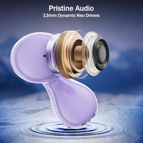 pTron Bassbuds Tango in-Ear TWS Ear Buds w/Custom EQ, 50hrs Playtime, Pristine Sound, Dual Mic, TruTalk ENC Calls, Mobile App, Wireless Bluetooth V6.0, Touch Controls, Type-C Charging, IPX5 (Lilac) 5