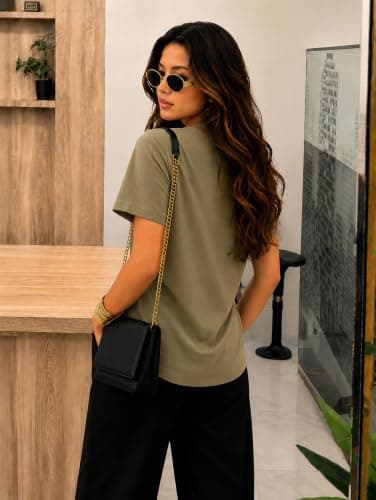 Zilcon Women's Plum Twist-Knot Asymmetrical Trendy T-Shirt for Women & Girls(Khakhi_L (l)) 2