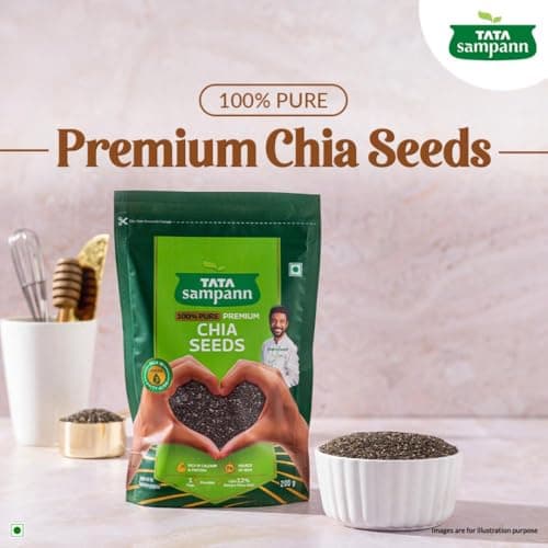 Tata Sampann Pure Chia Seeds, 200g, Rich in Calcium & Protein, Source of Iron, Trans Fat Free, Rich in Magnesium, Rich in dietary fibre, Rich In Omega 3 Fatty Acid 2