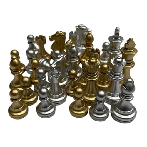 SNAPPSY 32Pcs Chess Pieces Educational Brain Teaser Gold and Silver Chess Game Pawns