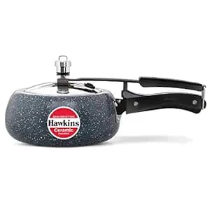Hawkins 2 Litre Ceramic Nonstick Pressure Cooker, Induction Inner Lid Cooker, Granite Contura shaped Cooker, Blue (ICC20)