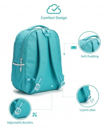 Stylbase 27L Kid School Backpack Bag for Girls and Boys | Ideal School Picnic travel & Travelling Bag |17Inches 4 Compartments, Water-Resistant Multipurpose for Kids (Aqua) 2
