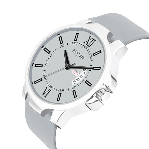 Matrix Antique 2.0 Day & Date Softest Silicone Strap Analog Watch for Men & Boys (Grey) 3