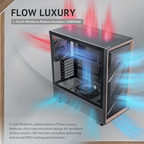 Antec Flux Series Mid Tower PC Case Black High Airflow F LUX Platform Tempered Glass 2
