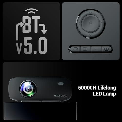 ZEBRONICS PIXAPLAY 55, Smart Projector, 10000 Lumens, 4K Support, 150 Inch Screen Size, Quad Core Processor, Bluetooth, HDMI, USB, WiFi, mSD, AUX, 1080p Native, APP Support, Miracast 5