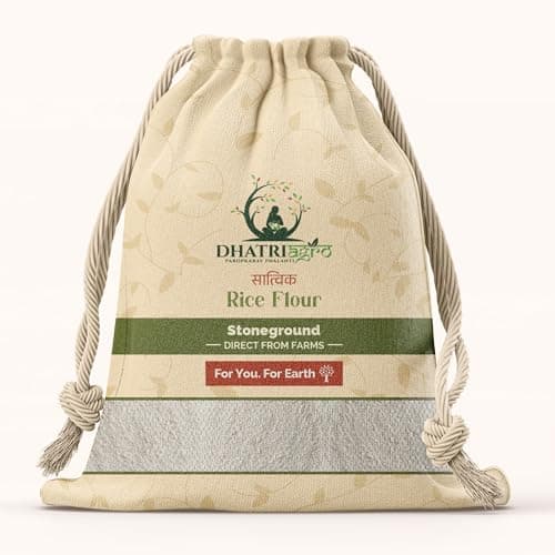 Dhatri Agro Stoneground Chawal Atta 1 KG | Rice Flour | Fine Texture Gluten Free Atta | Ideal for Roti Dosa Idiyappam Baking | Pantry Staple for Smooth Batter Everyday Cooking