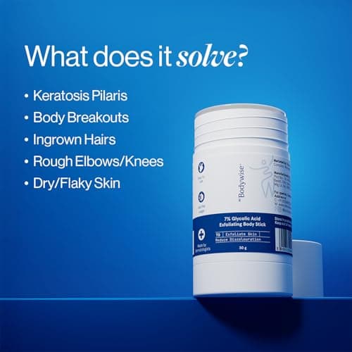 Be Bodywise 7% Glycolic Acid Exfoliating Body Stick | Gentle & Hydrating | Multifunctional | Exfoliates Skin, Smoothens Bumps & Reduces Ingrown Hair | With 0.5% Salicylic Acid & Shea Butter | 30g 5