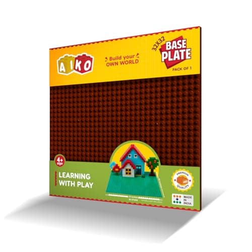 AIKO Classic Brown Base Plate – 32 x 32 Studs (10" x 10") | Durable ABS Plastic Building Base | Sturdy Foundation for Construction Play | Compatible with Major Block Brands | Ideal Gift for Kids 4+