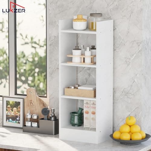 Lukzer 3 Layer Engineered Wood Multipurpose Rack Bookshelf Storage Organizer Stand (MR-010/White/80x33x22cm) - Modern White Bookshelf Storage for Home Organization 3
