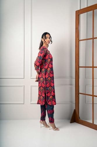 India Circus by Krsnaa Mehata Red Paisleys Co-Ord Set Size 46 for Women Stylish Kurta Set Ethnic Printed Co-Ord Set 2