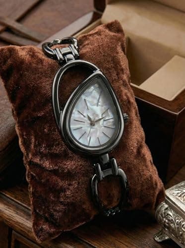 styledose Luxury Teardrop-Shaped Women’s Dress Watch Analog Watch for Women –Wrist Watches for Women's & Girls&Ladies (Black-White) 5