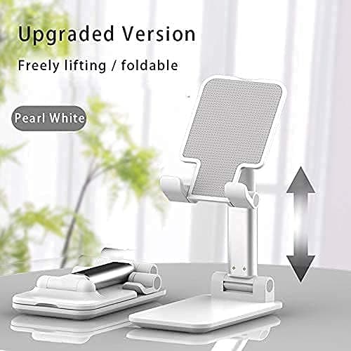 WETEK Mobile Stand for Table, Tablet Ipad Stand, Angle Height Adjustable Desktop Cell Phone Holder,Alloy Holder Compatible for All Smartphone Mobile, Ipad, Tablets (White). 2