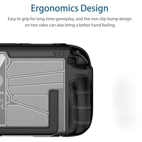 OIVO INDIA Hard Shock-Absorption Anti-Scratch Shell Full Protective Case Compatible with Nintendo Switch 2 2025 Dockable for Switch 2 TPU Protector Transparent Back Cover Skin Gaming (Black) 3