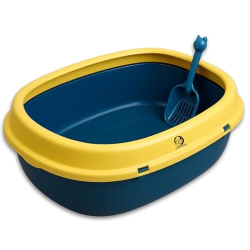 Foodie Puppies Cat Litter Tray with Scooper Cat Toilet - (Feline Tray, 55cm*44cm*19cm) for Cats and Kittens | with Even Rim, Reduces Odor, Perfect Starter for Toilet Training (Colour May Vary)