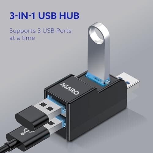 AGARO 3-Port USB Hub, USB 3.0 Data Hub with High-Speed 5Gbps Transfer, Plug & Play, Compact & Lightweight, Ideal for Laptop, PC, Keyboard, Mouse & Pendrive 2