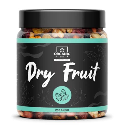 Organic Box 100% Natural and Premium Healthy Mix Dry Fruits and Nuts Healthy for Every Occasion Fresh and Healthy Dry Fruits Diwali Gift Pack (250 Gram, Mix dry Fruits)