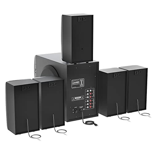 ZEBRONICS Basso 100 5.1 Home Theater Speaker with 5.25" Subwoofer, 90W RMS Powerful Bass, Bluetooth 5.1, Wall Mount, AC-3 Surround Sound, RGB Ring Light, Remote Control & LED Display 3
