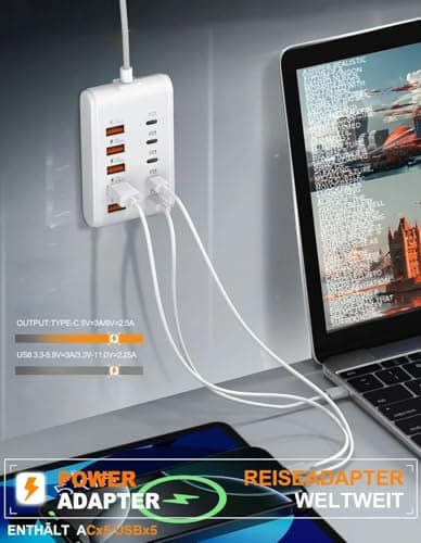 WISTAR USB Fast Charger, 10-Port Portable Charging Station, Suitable for Various Devices, Compatible for iPhone, iPad, Samsung, Google, Xiaomi, Huawei and Other USB Charging Devices 3