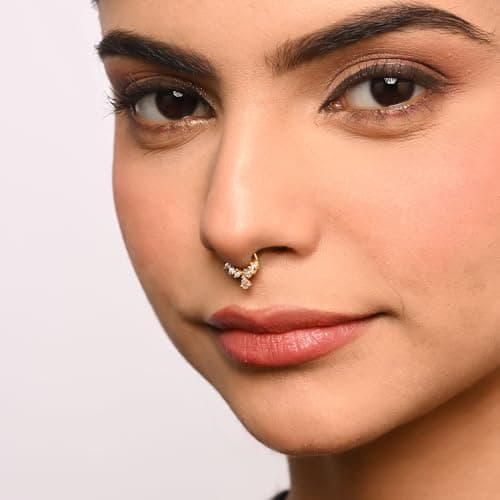TOUCH925 Pure 925 Silver Teardrop Charm Septum Nose Ring for Women 5
