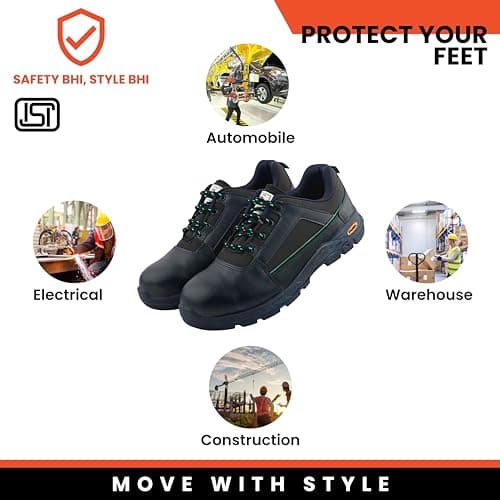 FUEL Armour-3-SD Synthetic & Treated Fabric Steel Toe Industrial Safety Shoes for Men with PVC Single Density Sole (Blue-11UK) 4