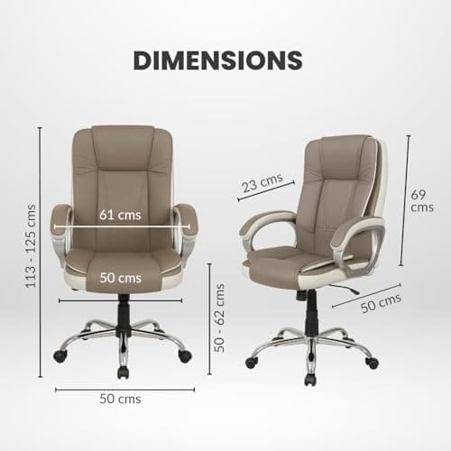 ACTIVA Ergonomic Office Chair | Leatherette Seating Chair with Adjustable Height | 3-Year Warranty | 360° Revovling Chair| Comfortable Padded Seating/Suitable for Office/Study (Venture, White & Grey) 3